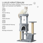 Cat Tree, Cave Ladder Climbing Height 100cm Chipboard Jute Grey