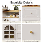 Rotating Dining Bar Sideboard 360° Swivel with 2 Drawers Snack Shelf Curved Glass White