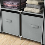 Fabric Wardrobe 5 Compartments, Clothes Rail, Light Grey