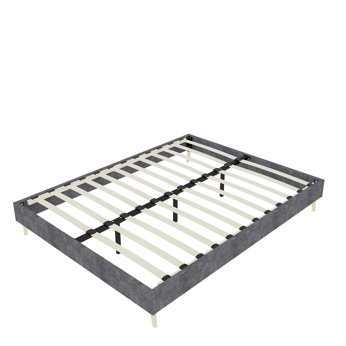 Bed Frame 160x200cm Minimalist Low Box - Gray Dutch Velvet