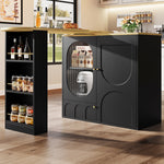 Bar Table 360° Rotating Counter with Storage, White/Black