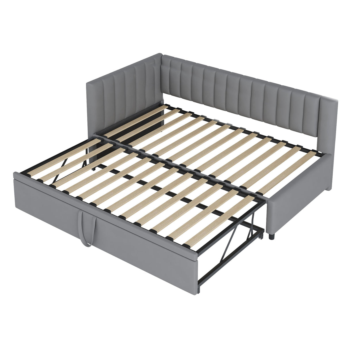 Sofa Bed, L-Shaped Pull-Out 90/180x200cm, Velvet Gray