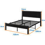 Single Metal Platform Bed Frame with Storage, 120x200cm, Vintage Black