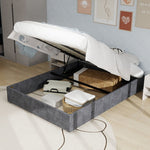 Bed Frame 160x200CM Gas Lift Storage Gray Dutch Velvet