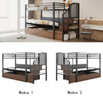 Iron Loft Bed with Hydraulic Function, Padded Backrest and Safety Ladder, 90x200cm, Black PU
