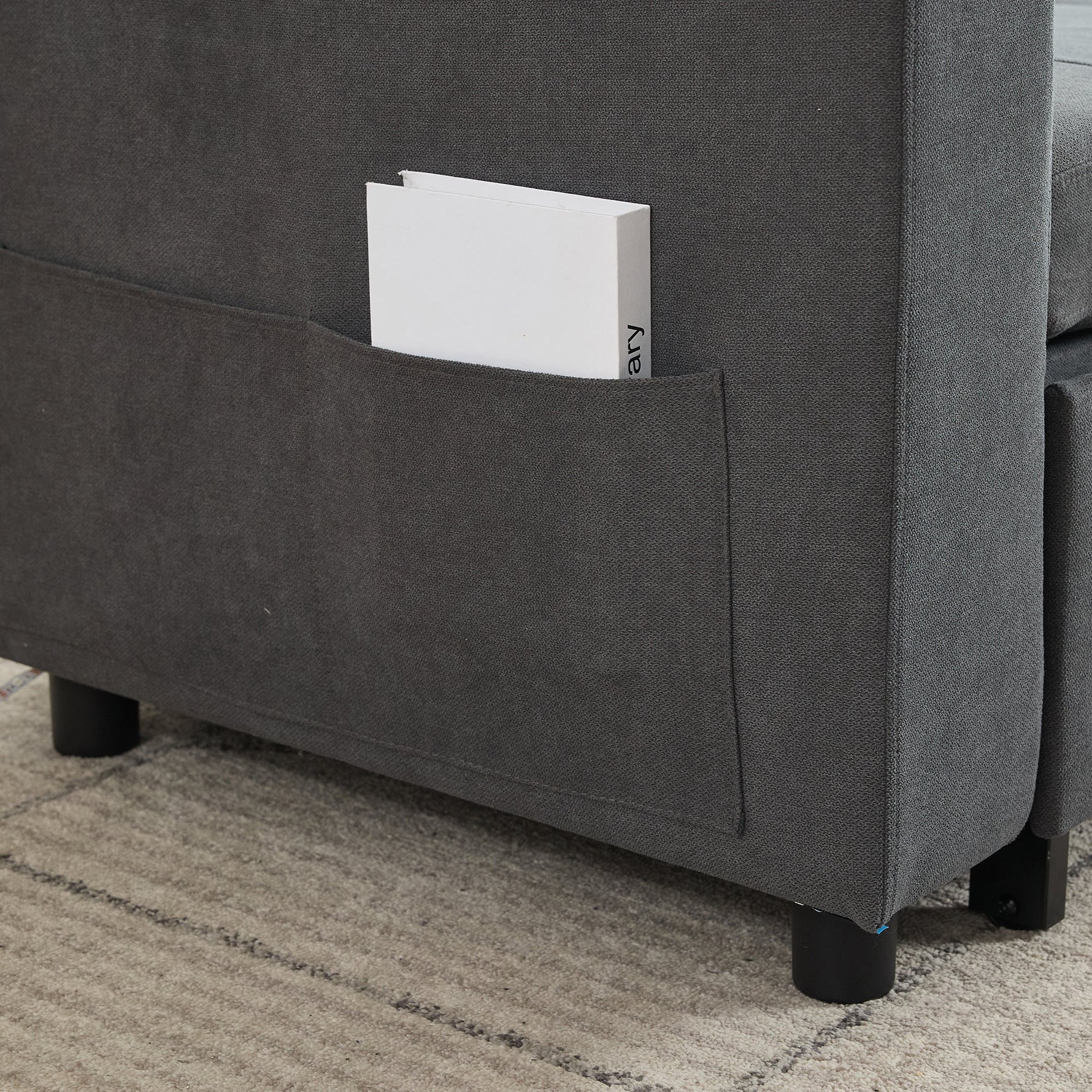 Treviso L-Shaped Sofa Bed with LED Lighting and Storage, Grey