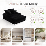 Luxury Cord Sofa, Multifunctional Sofa Bed, No Assembly, Black