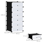 Shoe Rack Shelf for 6 Pairs of Shoes, Modular DIY, Plastic Black+White