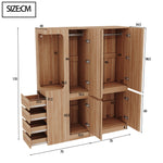 Extra-Large Wardrobe with Drawers and Storage Compartments, 140x40x170cm, Wood Color