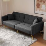 Sofa Bed, Adjustable Angle with Cushions & Storage Pockets, Golden Legs
