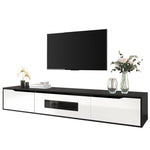 TV Cabinet High-Gloss 180cm Wall-Mounted LED USB - Black/White