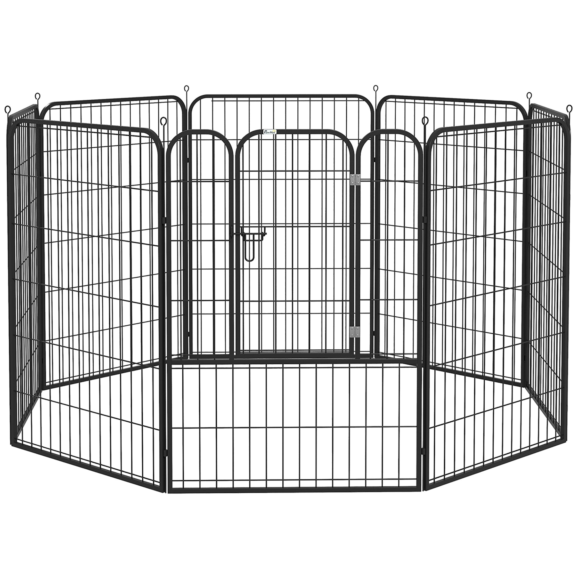 Puppy Playpen, Outdoor Enclosure, with Door, Metal Black