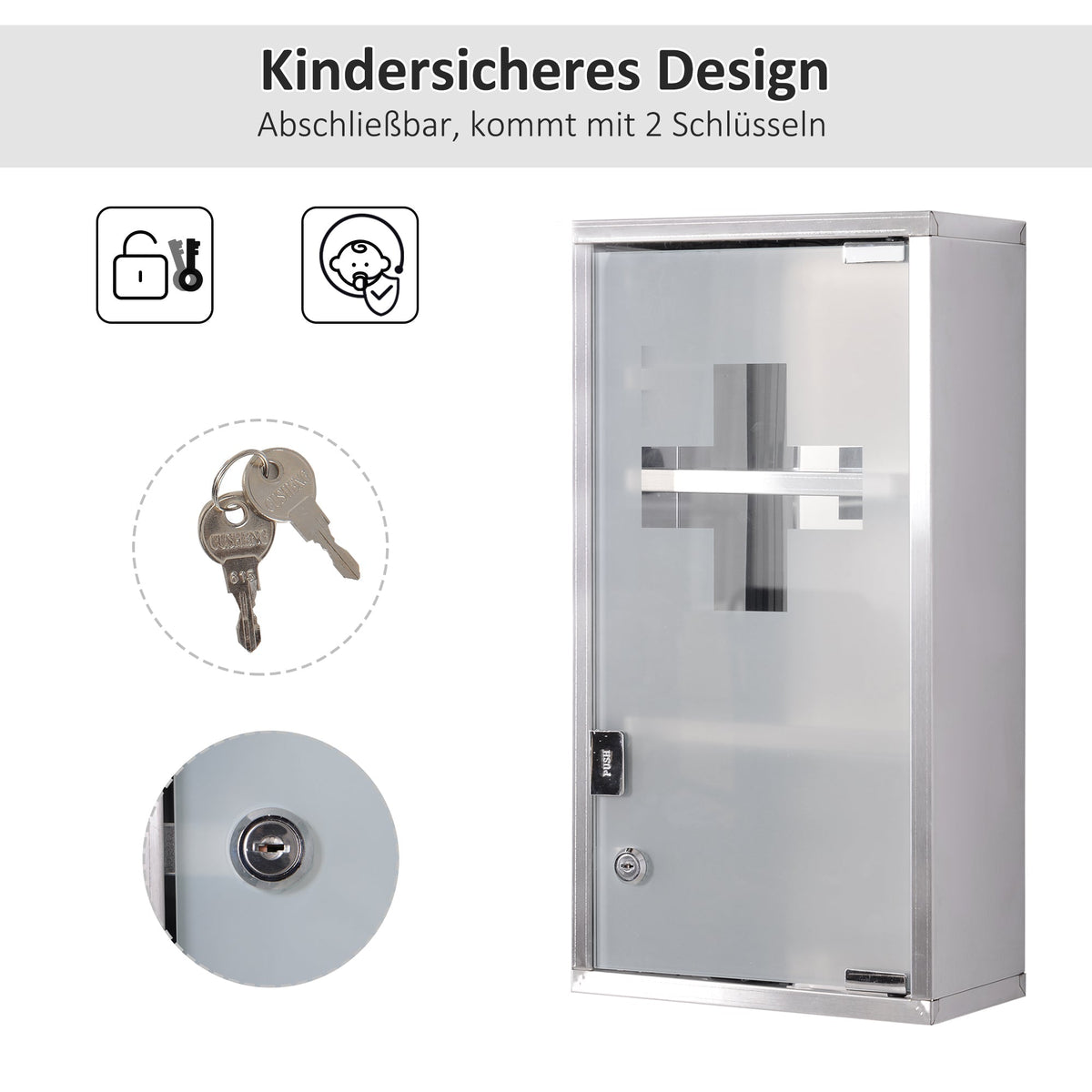 Medicine Cabinet 3 Compartments Home Pharmacy 25x12x48cm Stainless Steel