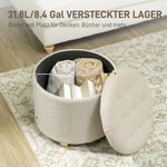 Storage Bench, Upholstered with Lid Cashmere Look Ø45 x 41 cm, Cream White