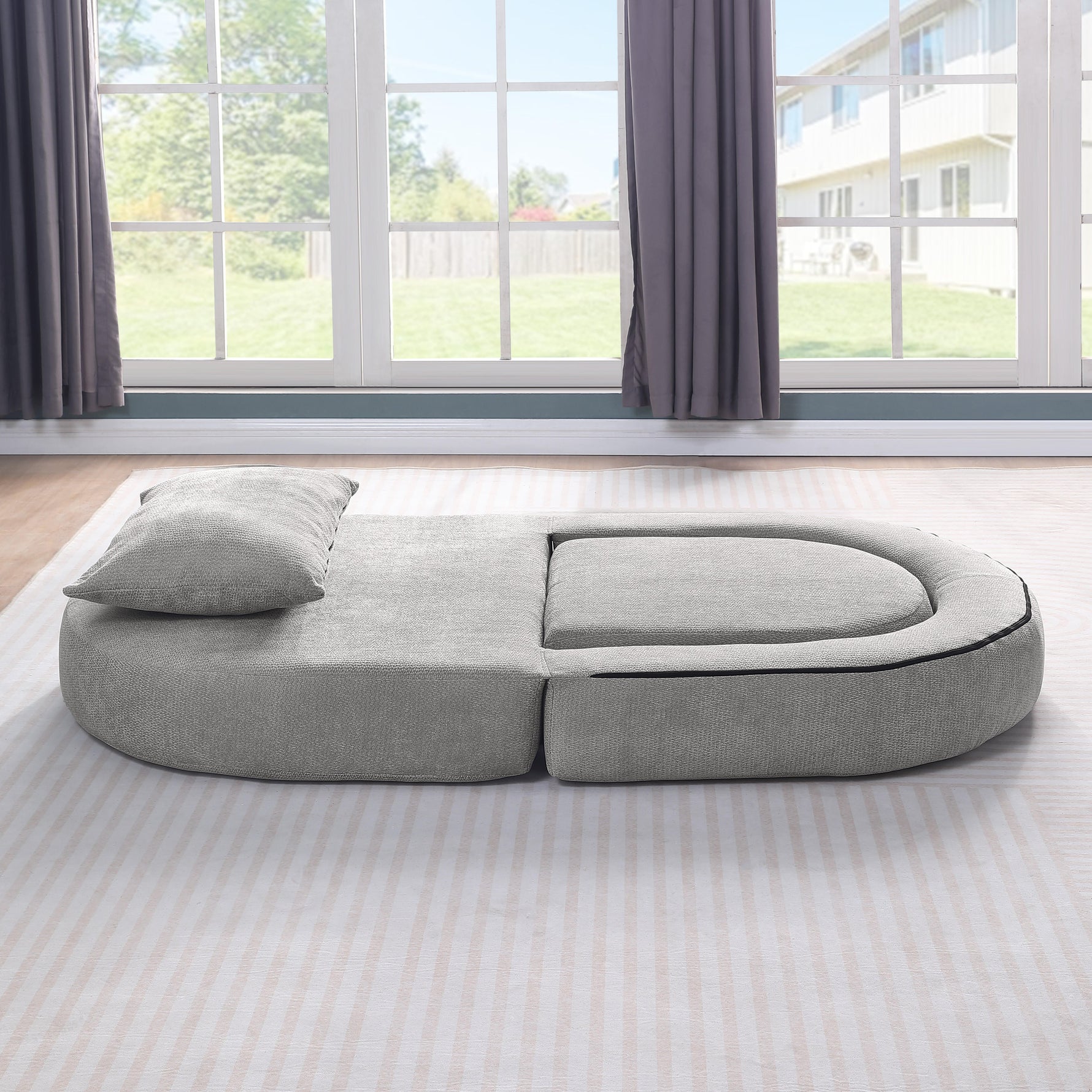 Compressed Sofa Bed Futon, Versatile Foldable Sleeper Chair & Mattress for Guest/Office, Fabric