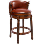 Bar Stools 360° Swivel with Backs Bar Counter Height - Cow Top Leather Wooden