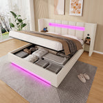 Multifunctional Bed Frame 160x200cm LED Hydraulic Storage Velvet