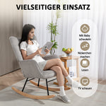 Rocking Chair, Armrests Recliner Wooden Base, Light Gray Corduroy