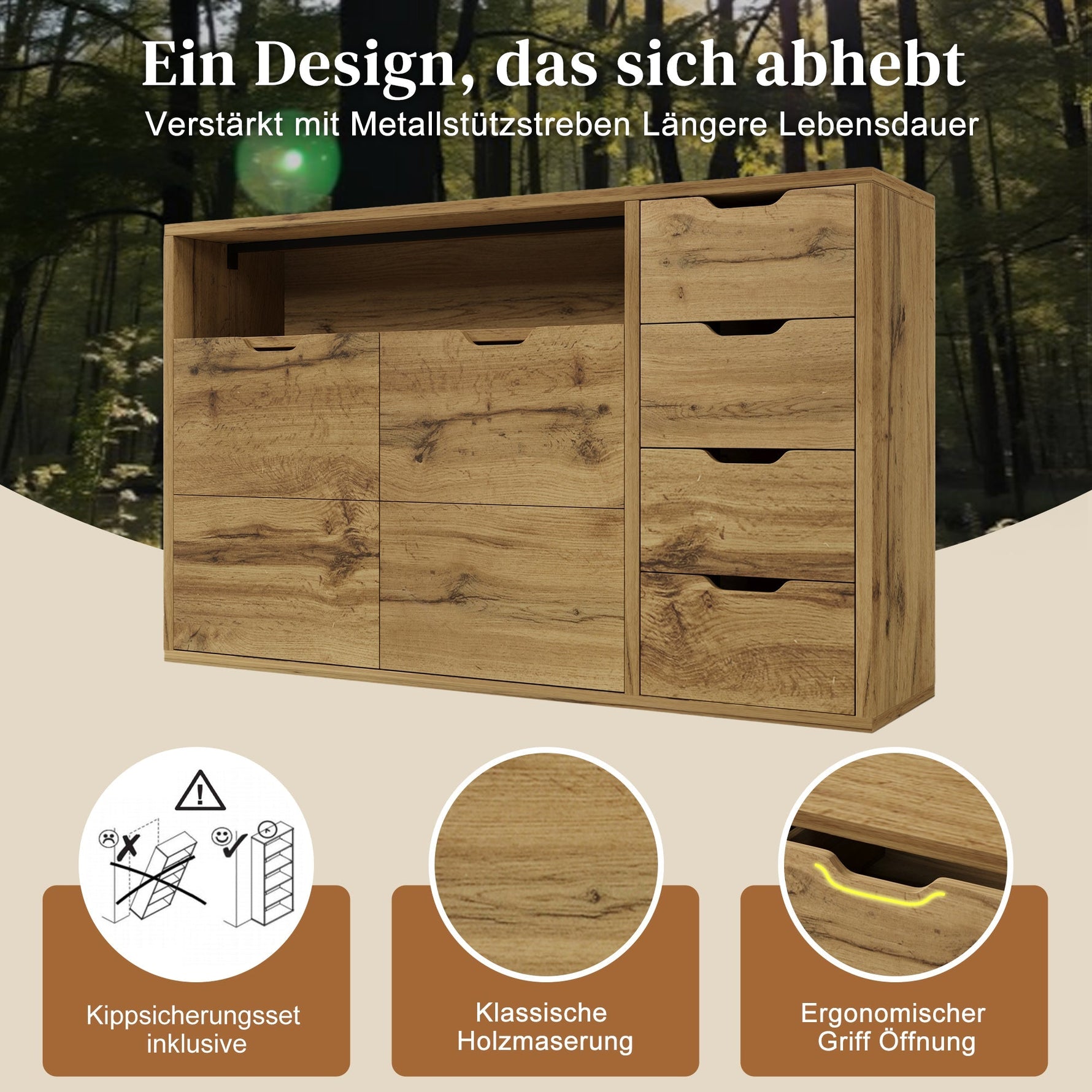 Modern Furniture - Integrated Storage, LED & USB Features - Mixed Materials