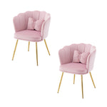 Chairs, Set of 2 Upholstered Petal Back with Gold Legs, Velvet
