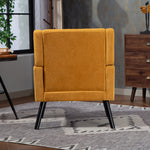 Upholstered Armchair with Buttoned Padding and Solid Wood Legs, Suede Black