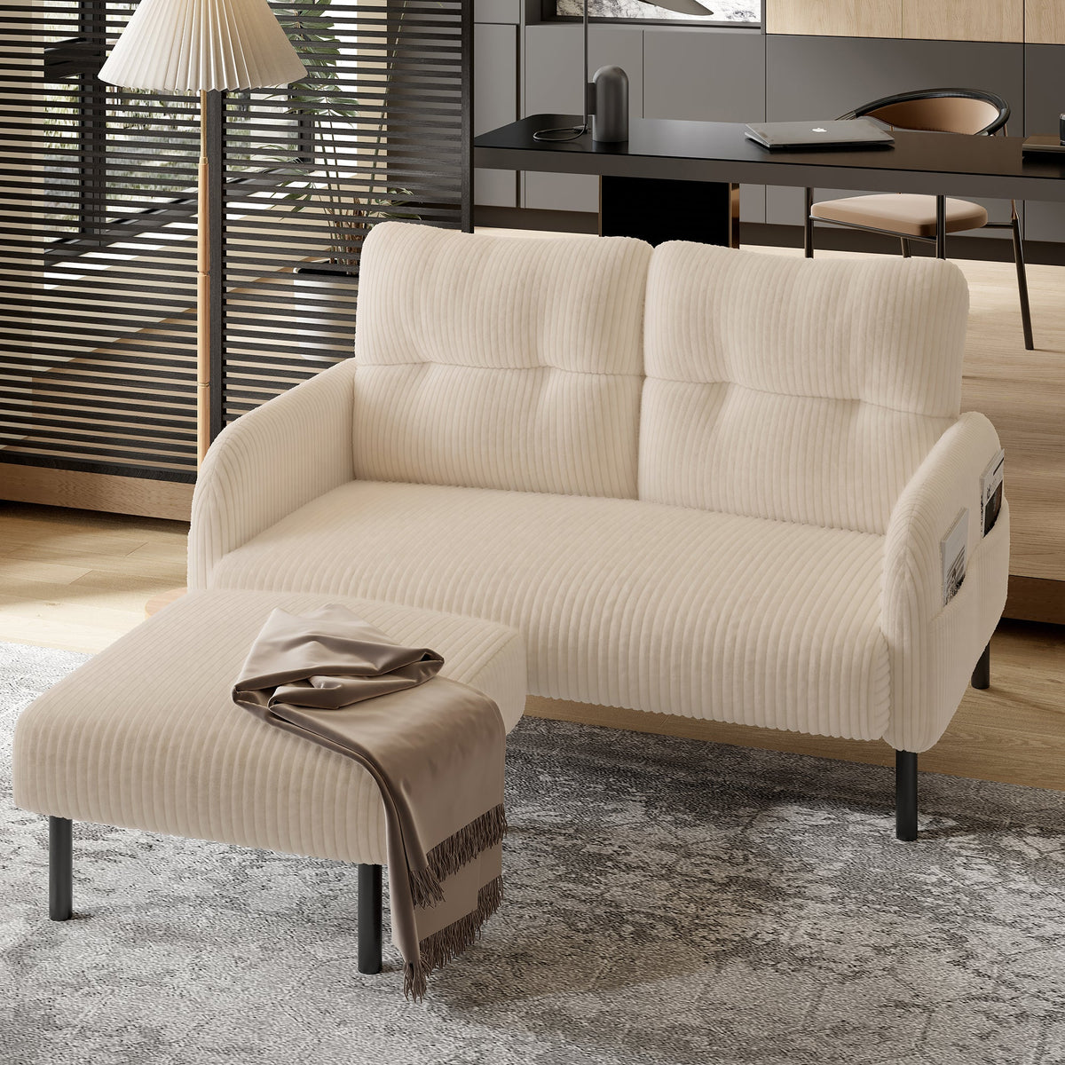 Premium Corduroy Stool - Metal Frame, Velour Cover - Corduroy