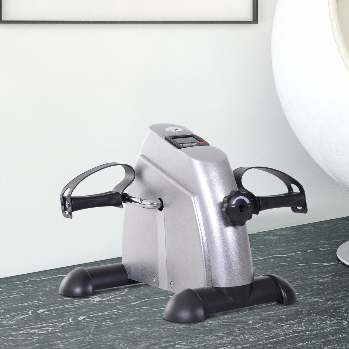 Exercise Bike Pedal Trainer, Mini Bike with LCD Display, Silver