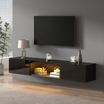 Wall-Mounted TV Stand with LED Lighting and High Gloss Finish for 70-Inch TVs, Black