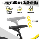 24-Inch Mountain Bike for Boys and Girls, 6-Speed Gears and Shock-Absorbing Fork, Steel Frame