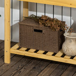 Planting Table with Extendable Tabletop, Stainless Steel Sink, Solid Wood, Brown