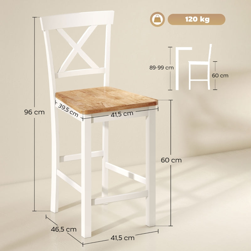 Kitchen Chairs, Curved Slatted Back, Rubberwood White