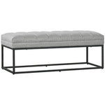 Linen look upholstered bench for bedroom, bed bench, dressing table, 200 kg, light grey steel