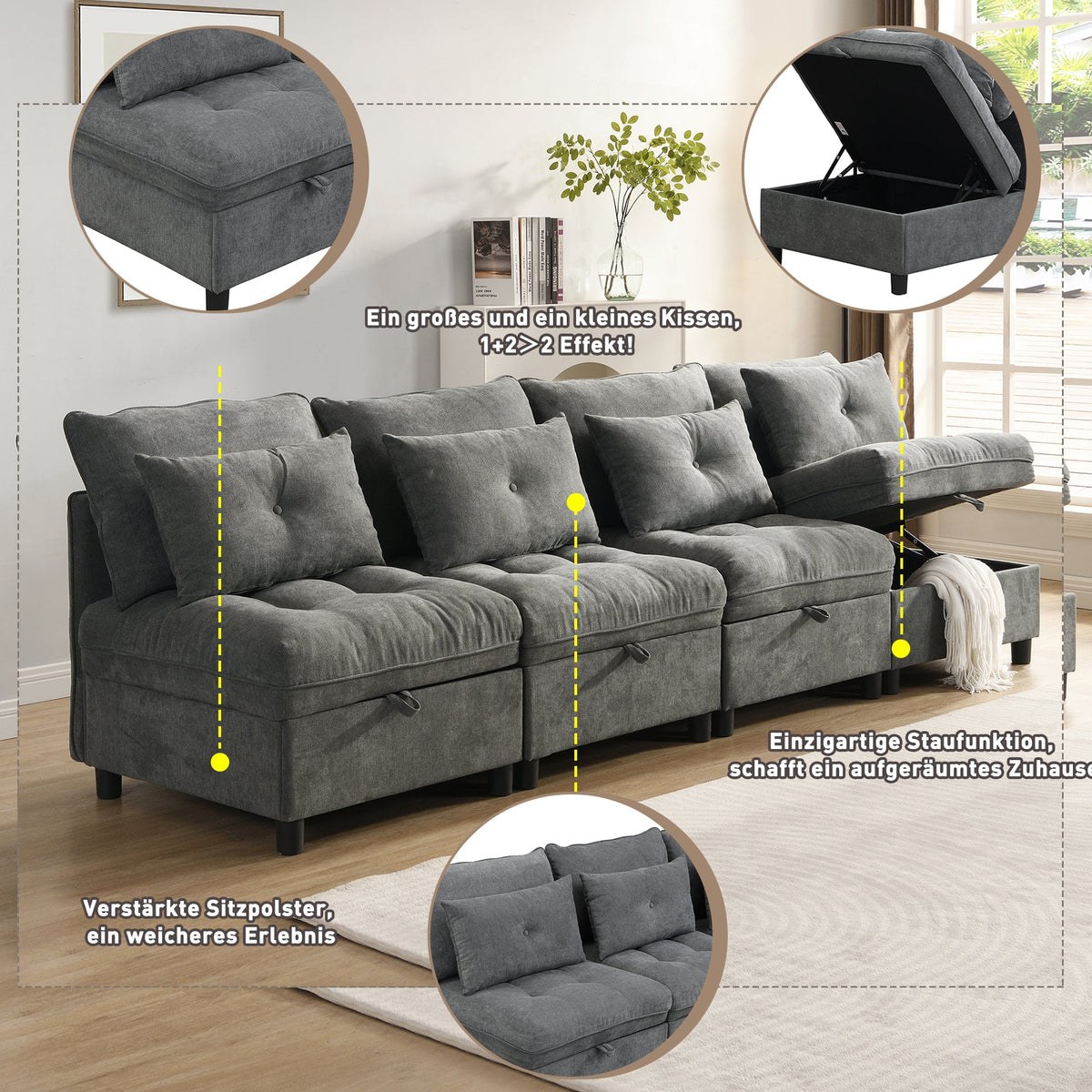 Cloud Modular Sofa 4-Seater Separable Storage Sleeper Chenille