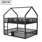 Bunk Bed, Loft Design with Stairs & Door, Black Metal