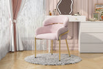 Dining Chair, Single Light Luxury Leisure Chair with Metal Legs, Pink Velvet