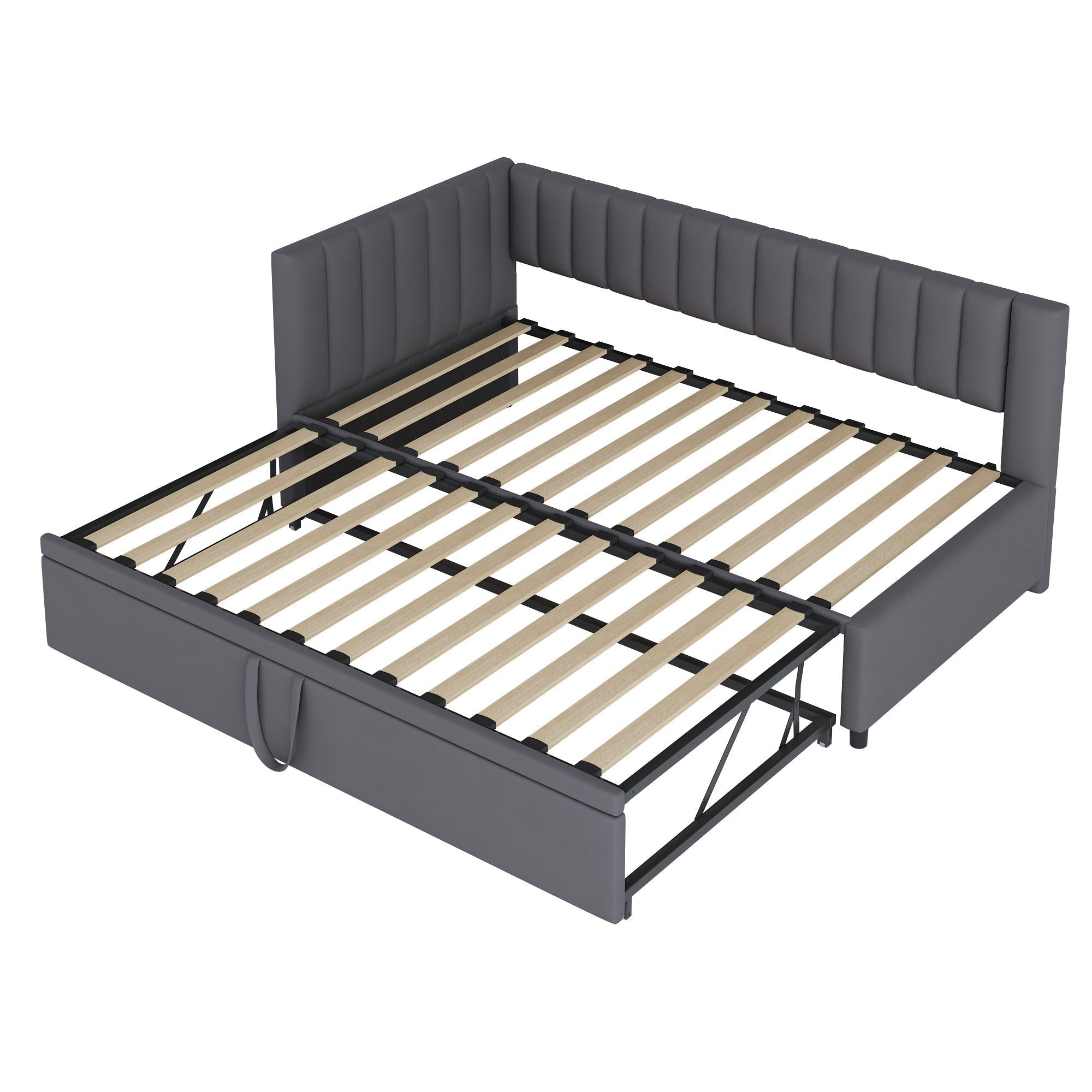 Upholstered Bed 140x200cm Hydraulic Storage USB-C LED Headboard Beige