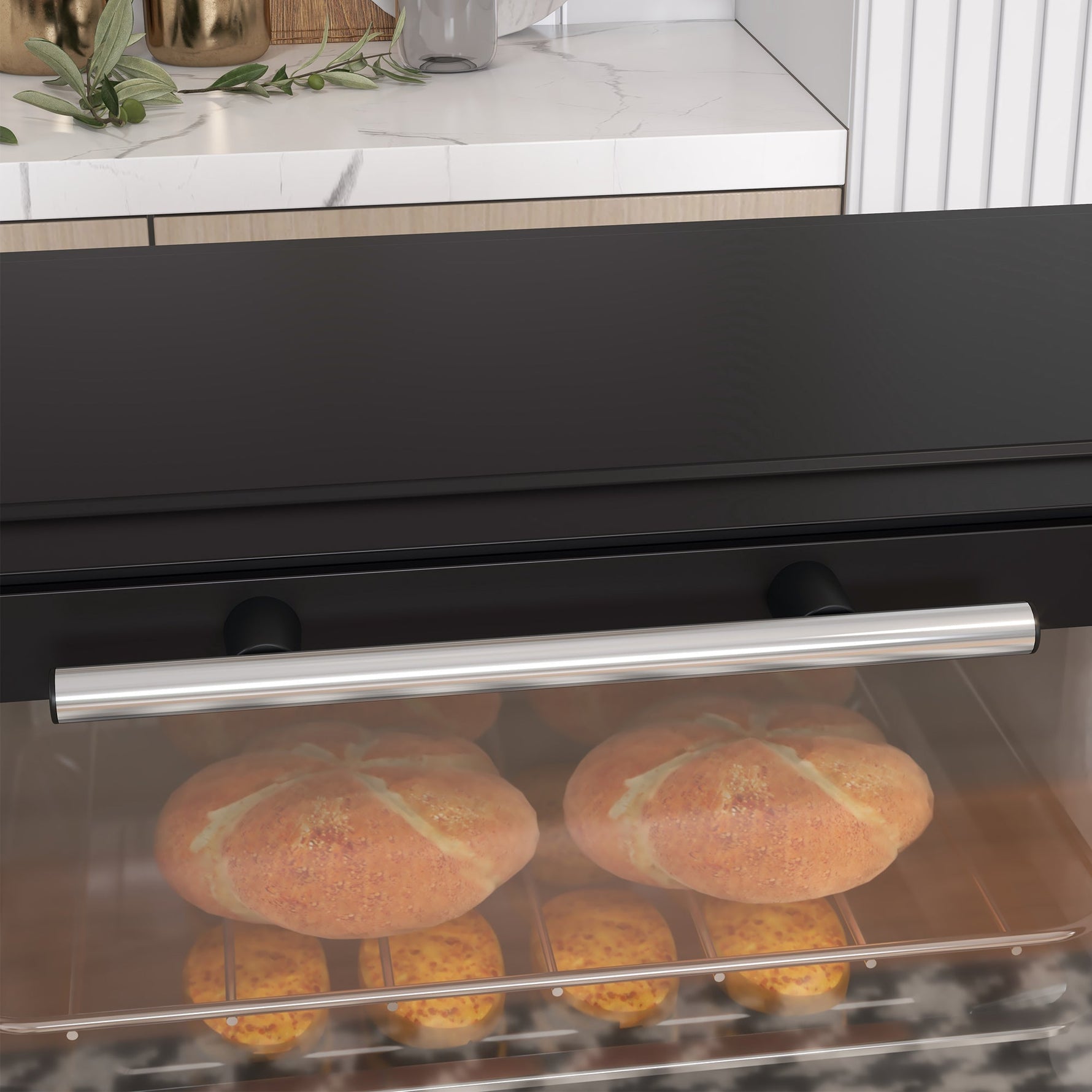 Mini Oven 9L 750W Adjustable Temp 60-Min Timer, Stainless Steel/Black