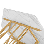 5-Piece Dining Set Hexagonal Marble Table 4 Velvet Chairs Gold Legs - Black