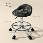 Rolling Stool, Adjustable Swivel with Backrest, Black