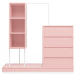 Drawer Cabinet Wardrobe Set, Sideboard Clothes Rail W140/W40/H135, Pink
