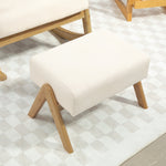 Rocking Chair Footstool Recliner Wooden Legs Linen Look Cream White