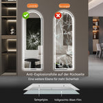 Arched Full-Length Mirror 165x50CM, LED Light, Dimmable 3-Color, Glass