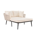 Garden Sofa with Cushions and Pillows, Outdoor Sun Lounger and Furniture Set, Beige