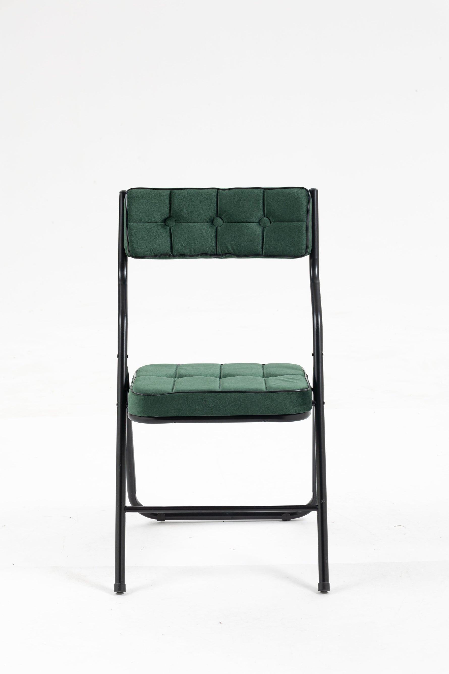 Padded Folding Chairs, 2 Pack with Cushion and Upholstered Seat, Green