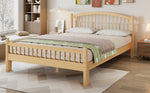 Solid Wood Bed 140x200cm with Slatted Headboard, Natural