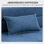 3-in-1 Sleeper Chair Foldable Sofa Bed Recliner Lumbar Cushion Flannel-Look Dark Blue