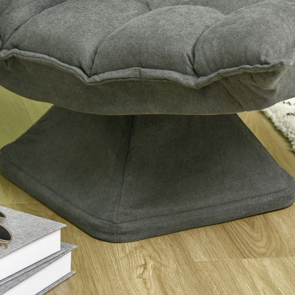 Floor Chair/Sofa, Adjustable Backrest Swivel Recliner Cushion, Grey Microfiber