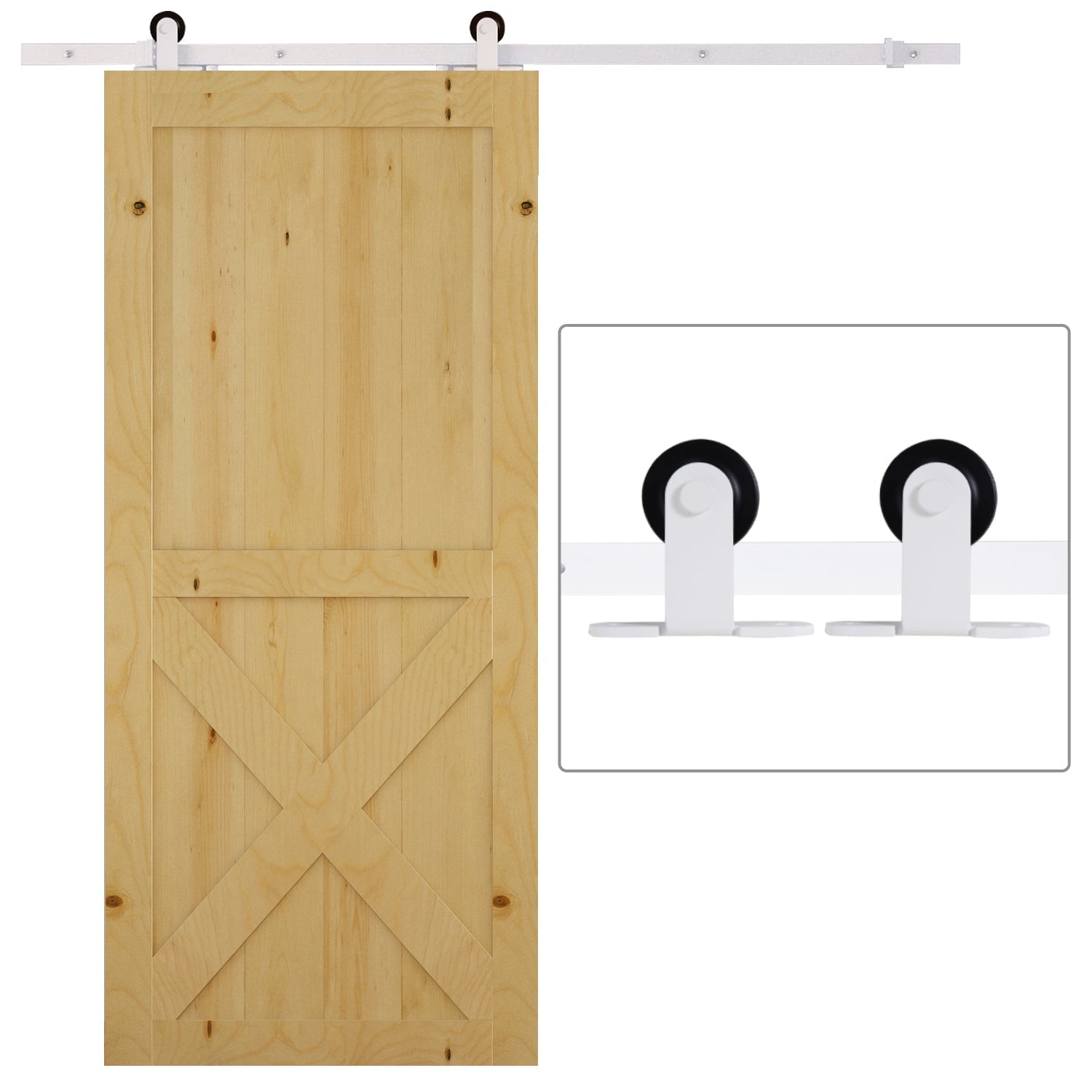 Sliding door fitting set 183 cm complete set carbon steel white
