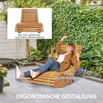 Outdoor Rocking Chair High Back Adjustable Pine Wood - Light Brown