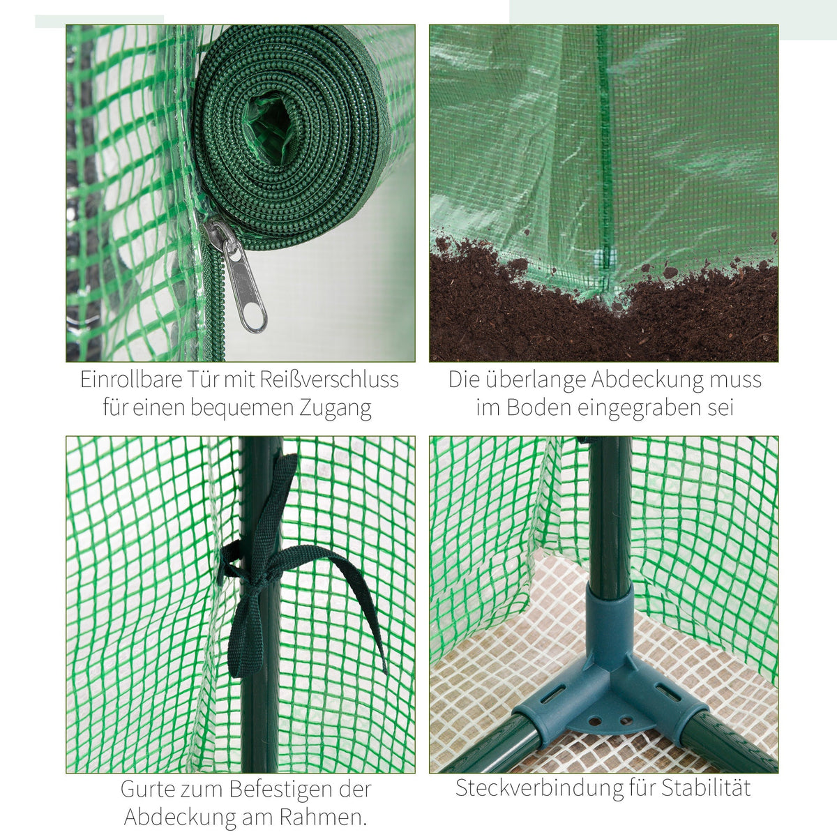 Greenhouse Roll-Up Door 100x50x150cm Steel Plastic Green